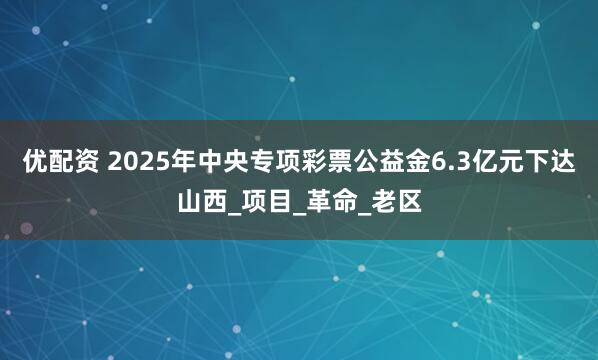 优配资 2025年中央专项彩票公益金6.3亿元下达山西_项目_革命_老区