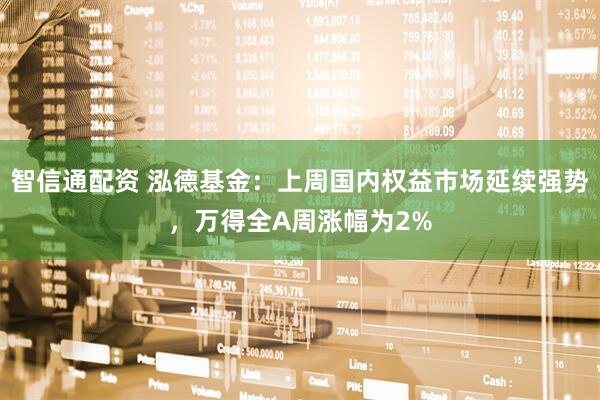 智信通配资 泓德基金：上周国内权益市场延续强势，万得全A周涨幅为2%